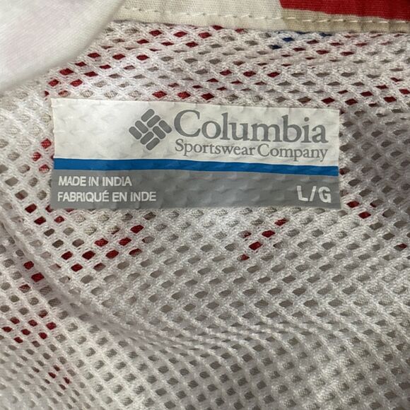 Columbia PFG American Flag Fish Shirt Men's Red White Blue Short Sleeve Large - Picture 13 of 14